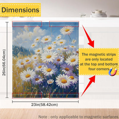 Cubierta imán para lavaplatos con flores blancas decoración cocina waterproof 23x26 pulgadas