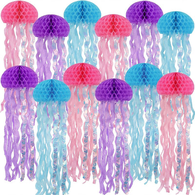 12 Decoraciones Colgantes Medusas Sirena Bajo el Mar Rosa