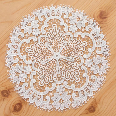 Paquete de 2 manteles individuales de encaje redondos lavables bordados elegantes florales