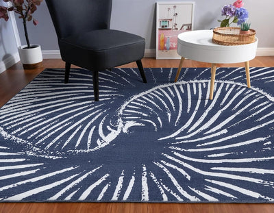 Alfombra moderna azul marino 4x6ft abstracta ondas
