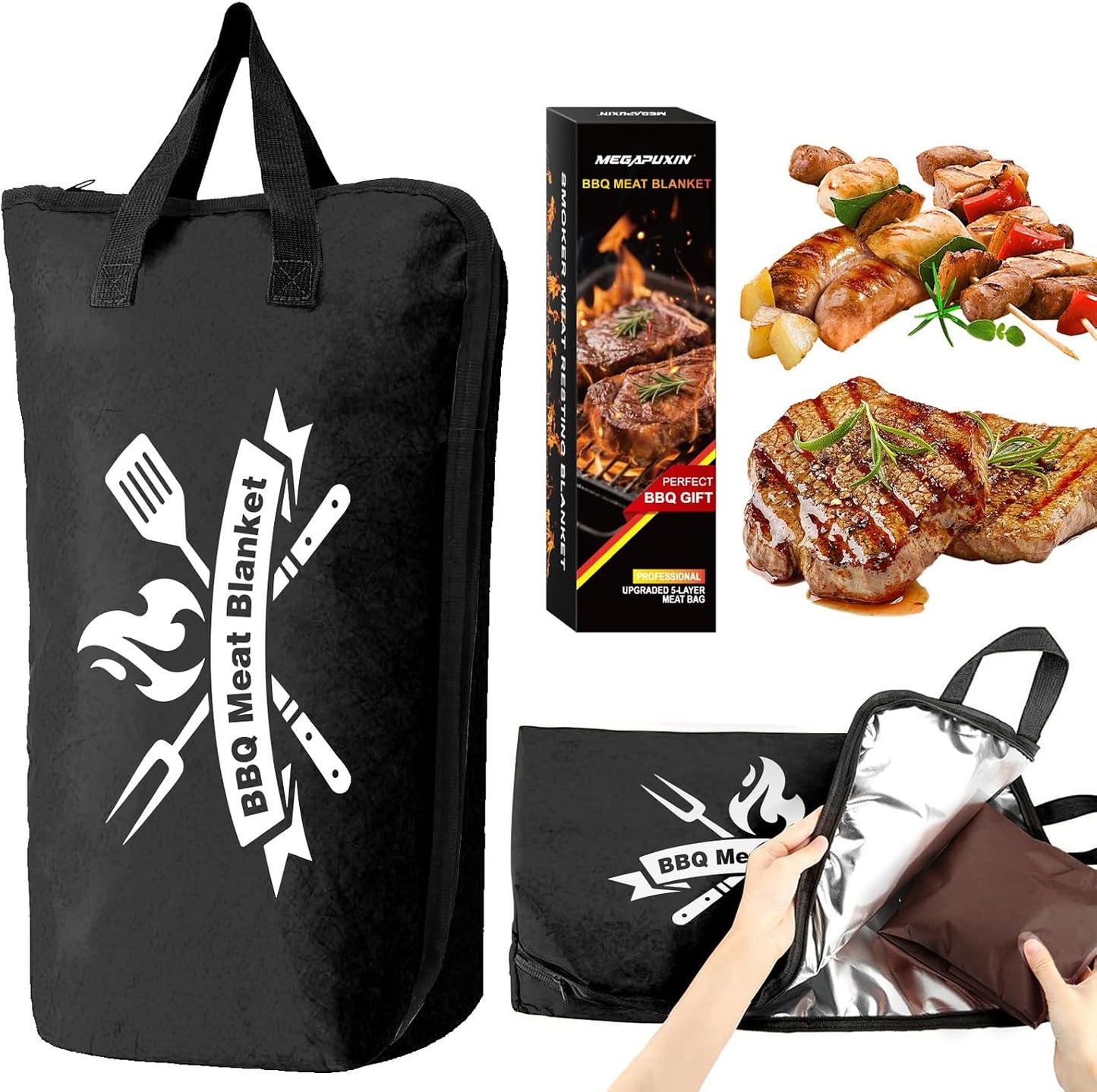 Manta barbacoa reutilizable 22pulg color negro con caja