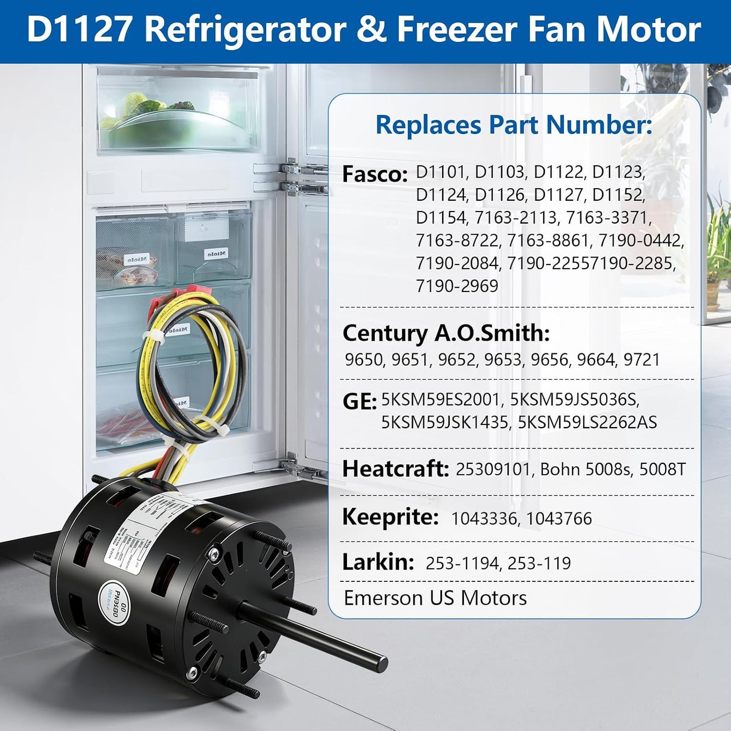 Motor ventilador refrigeración 1/12 HP 115/230V 3.3pulg comp