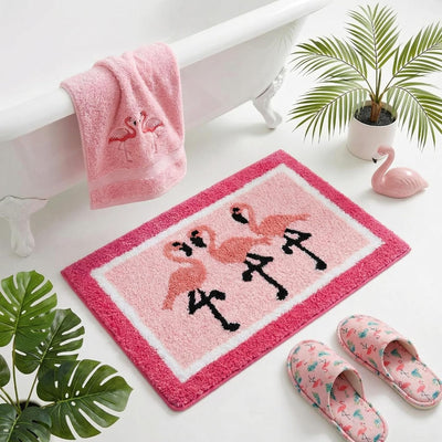 Tapete baño flamenco rosa 24x16pulg antideslizante