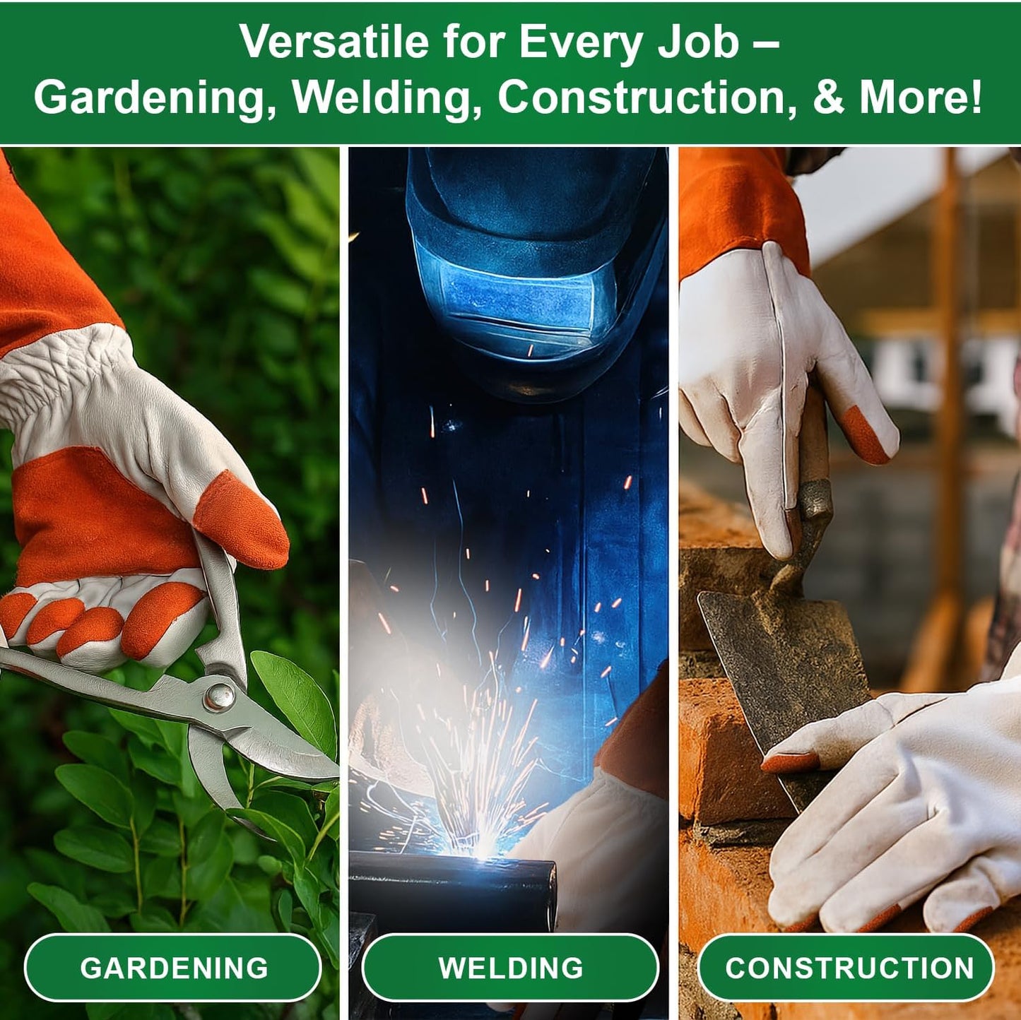 Guantes cuero para jardinería resistente a espinas y perforaciones
