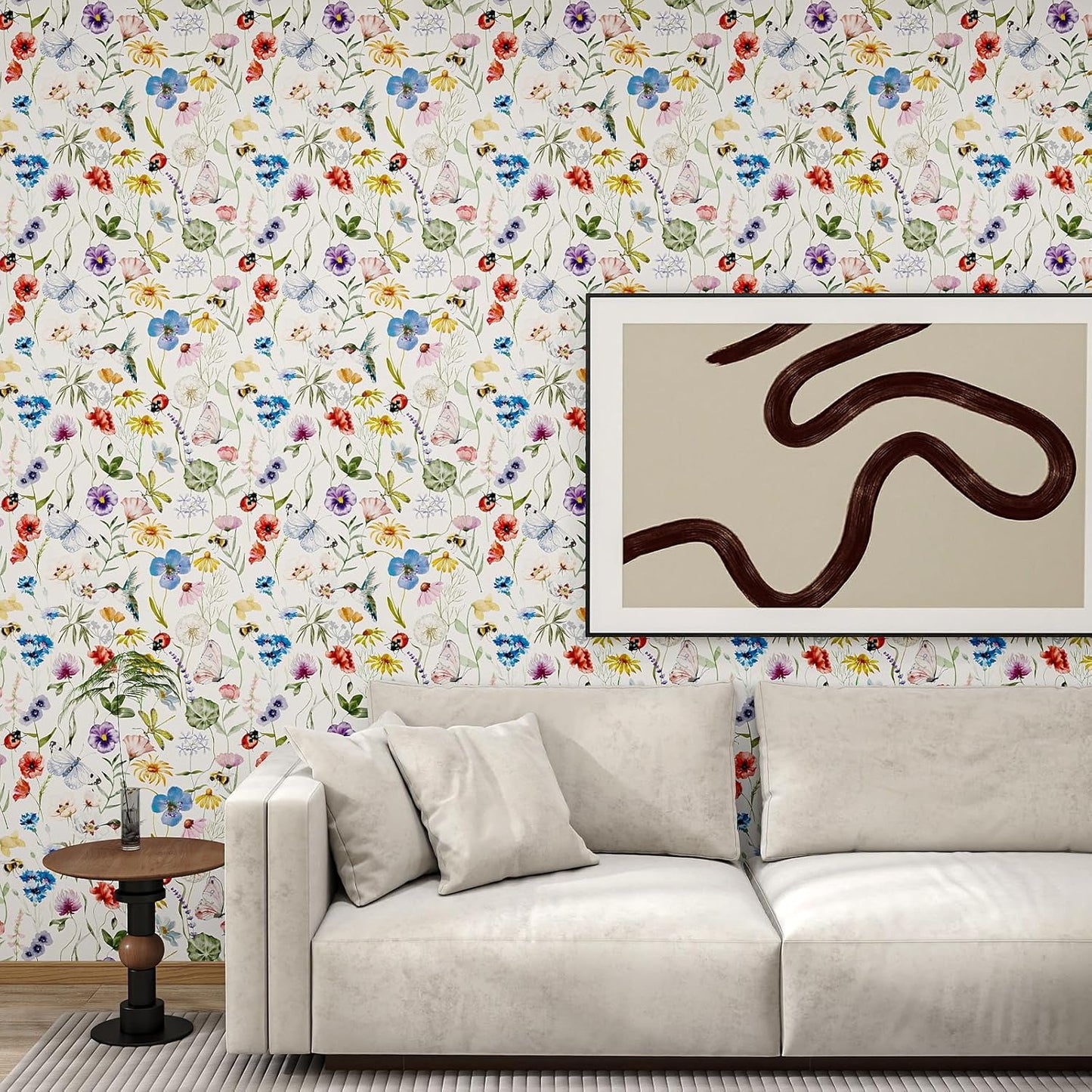 Papel tapiz floral botánico autoadhesivo extraíble para dormitorio