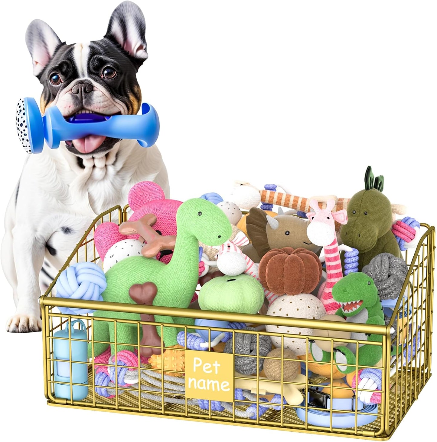Cesta metal juguetes perros estilo granja