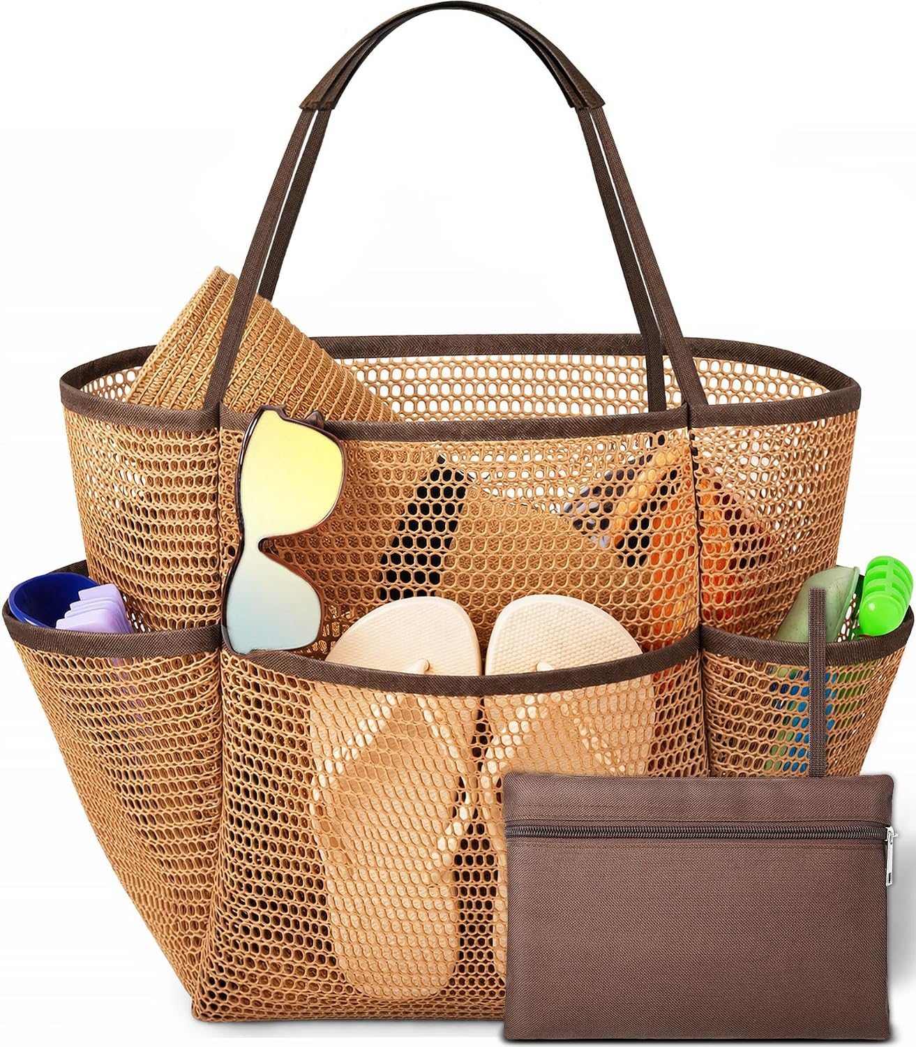 Bolso playa mujer boho nylon malla 26L resistente arena