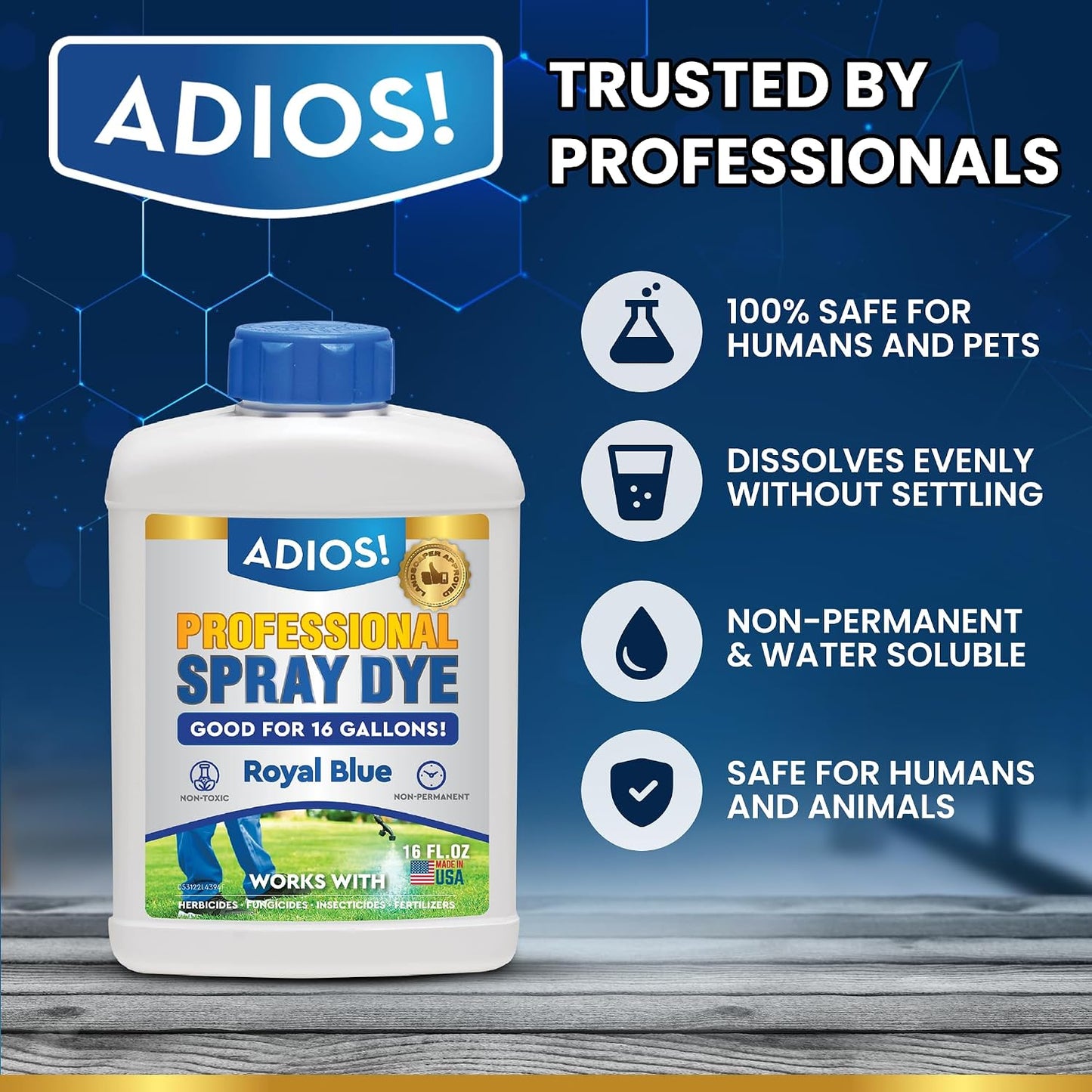 Marcador tinte aerosol azul 8oz 16gal seguro para césped