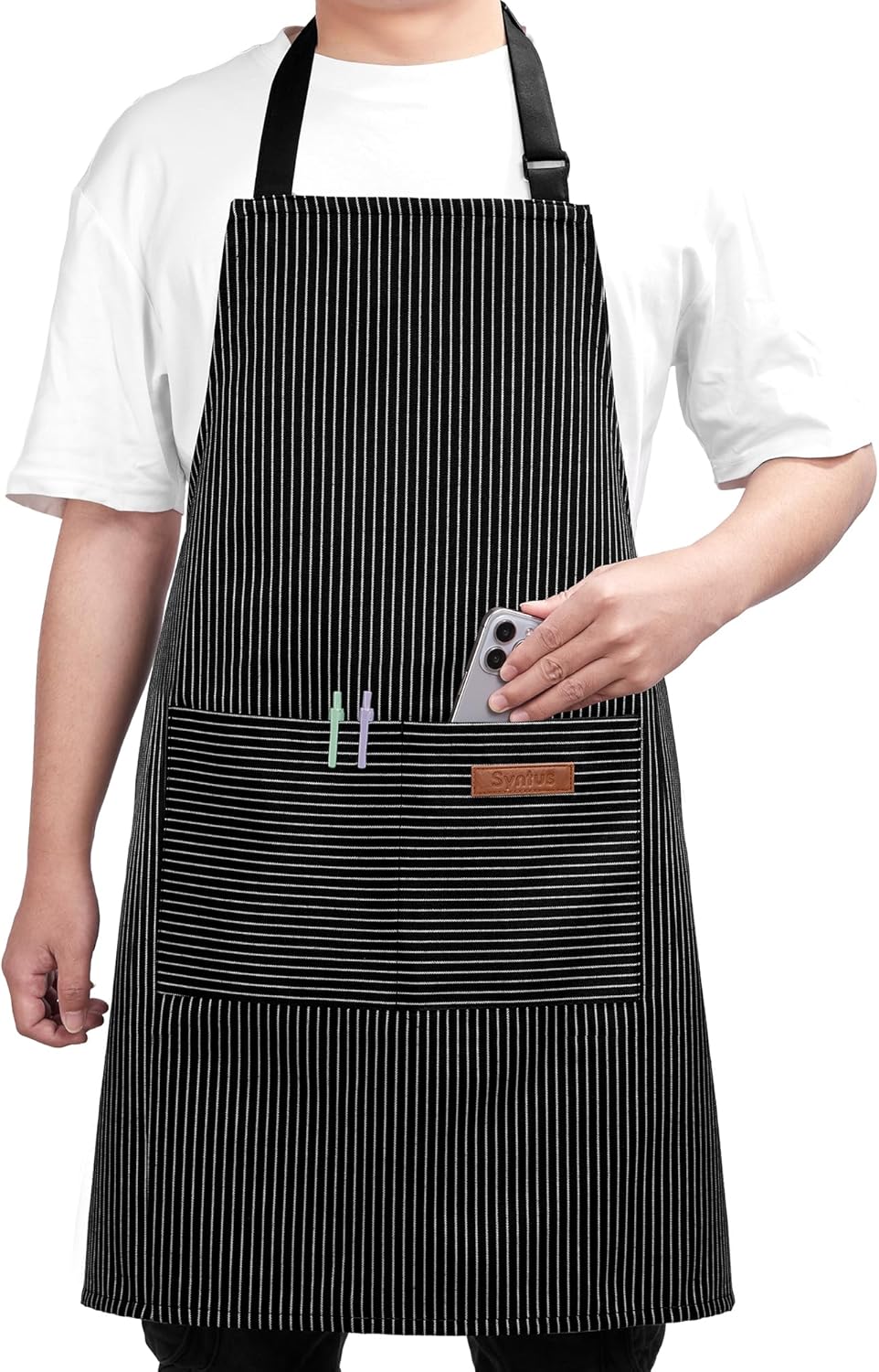 Delantal cocina con bolsillos ajustable resistente manchas