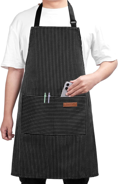 Delantal cocina con bolsillos ajustable resistente manchas