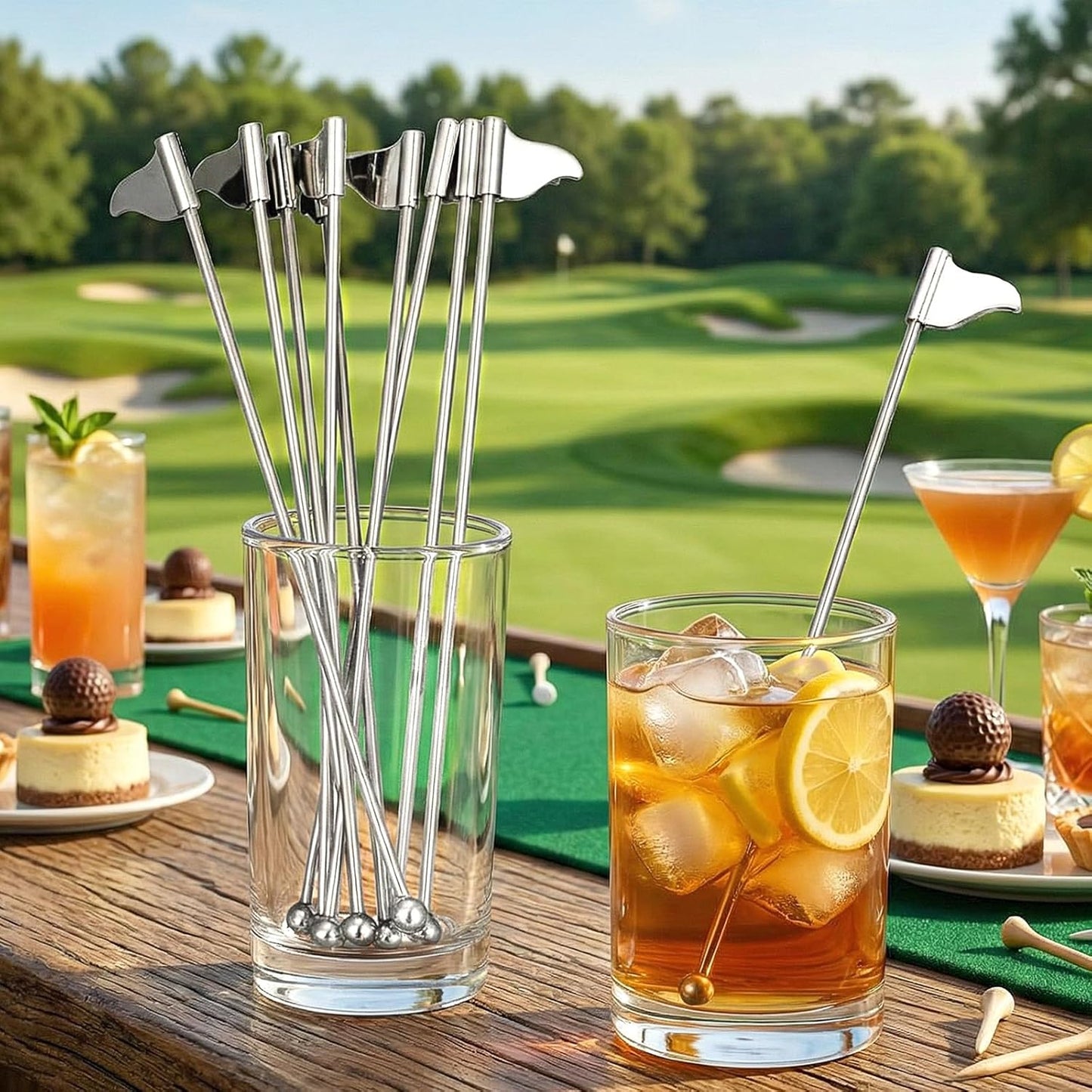 Palitos de metal para agitadores de cóctel de golf Hushee 7.87 pulgadas reutilizables