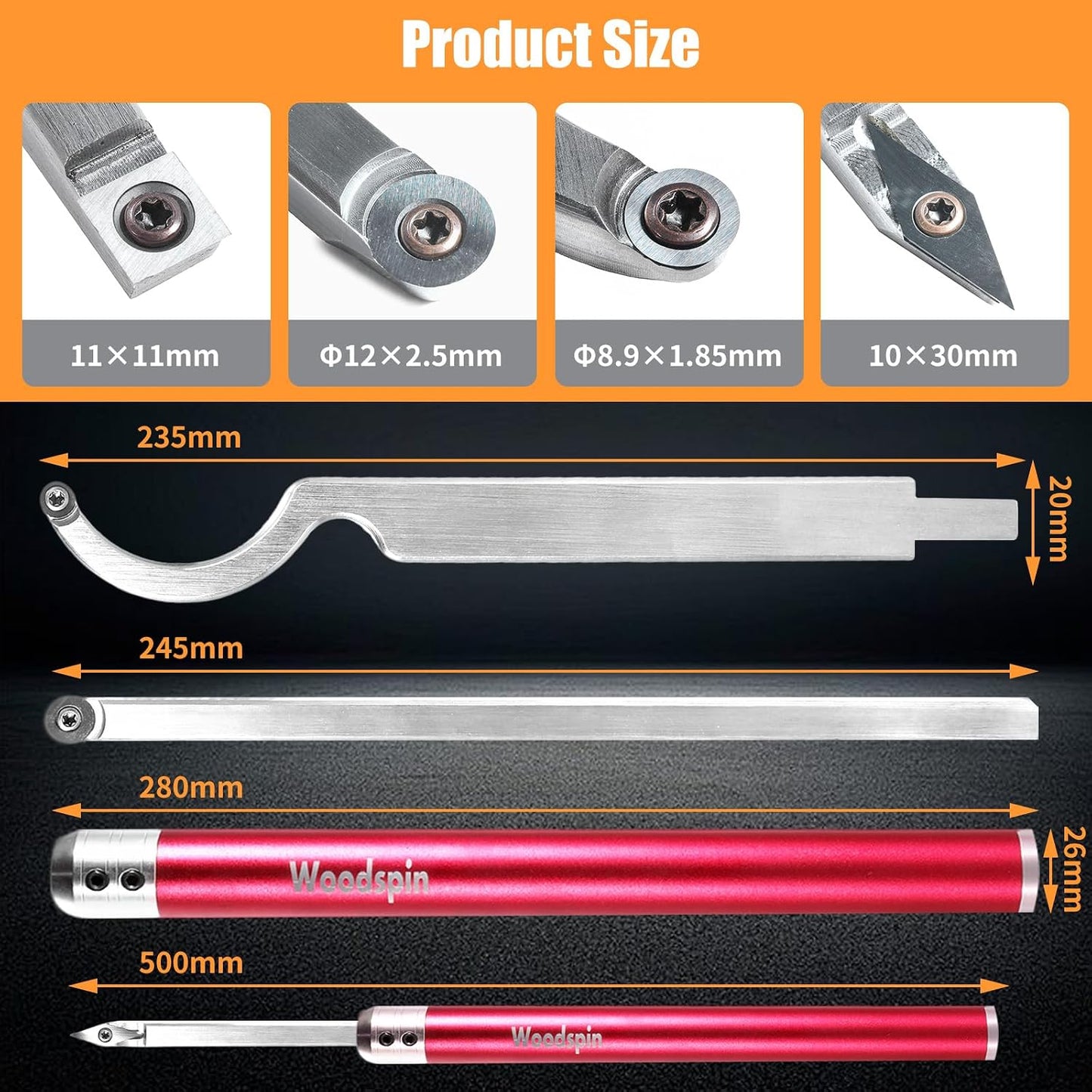 Kit torneado madera herramientas carburo con inserciones