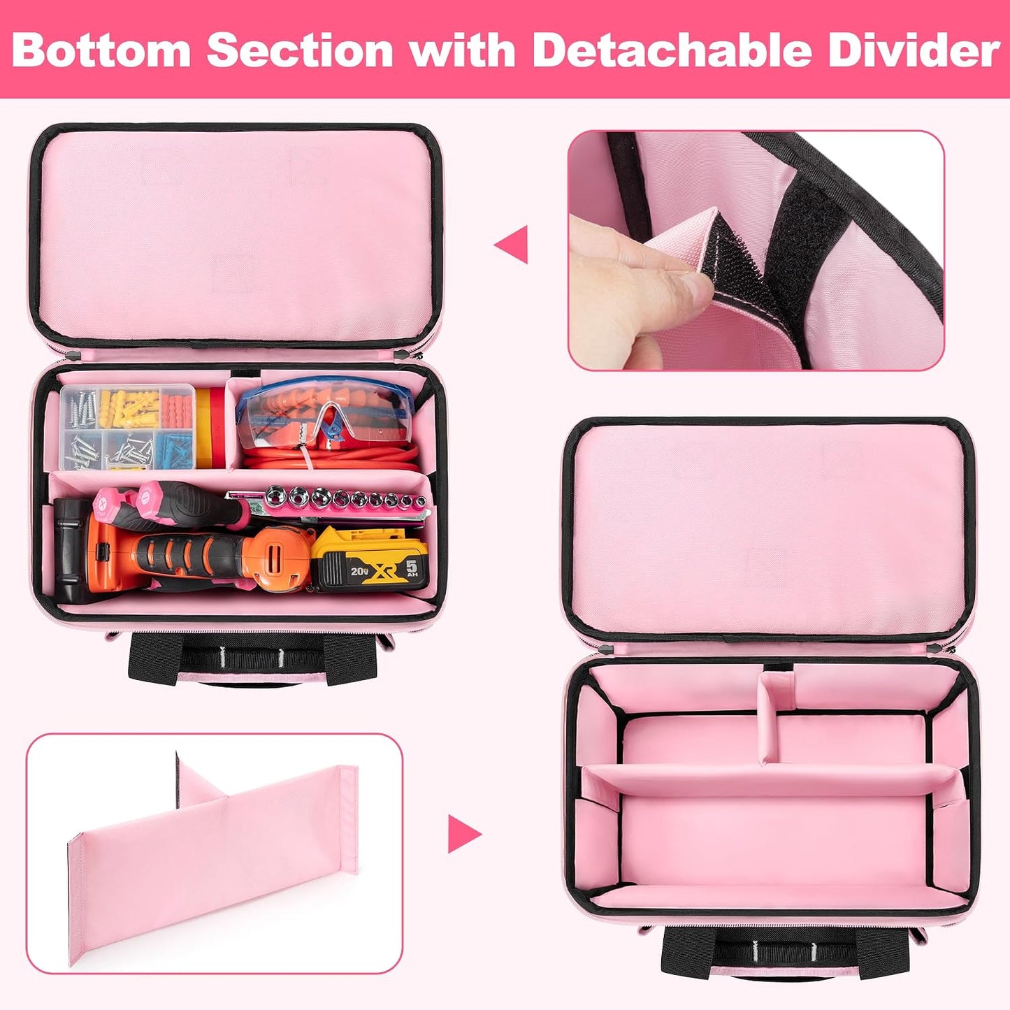 Bolsa herramientas mujer organizadora doble capa divisor negro