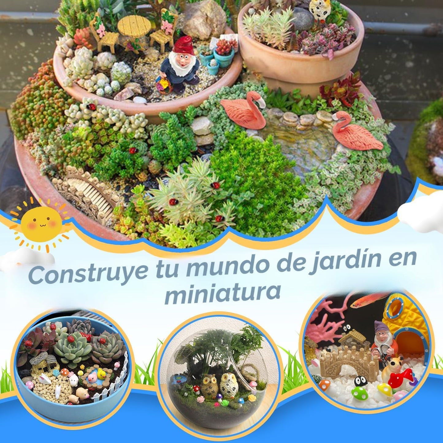 200 Pzas Accesorios Jardín de Hadas Resina Miniatura