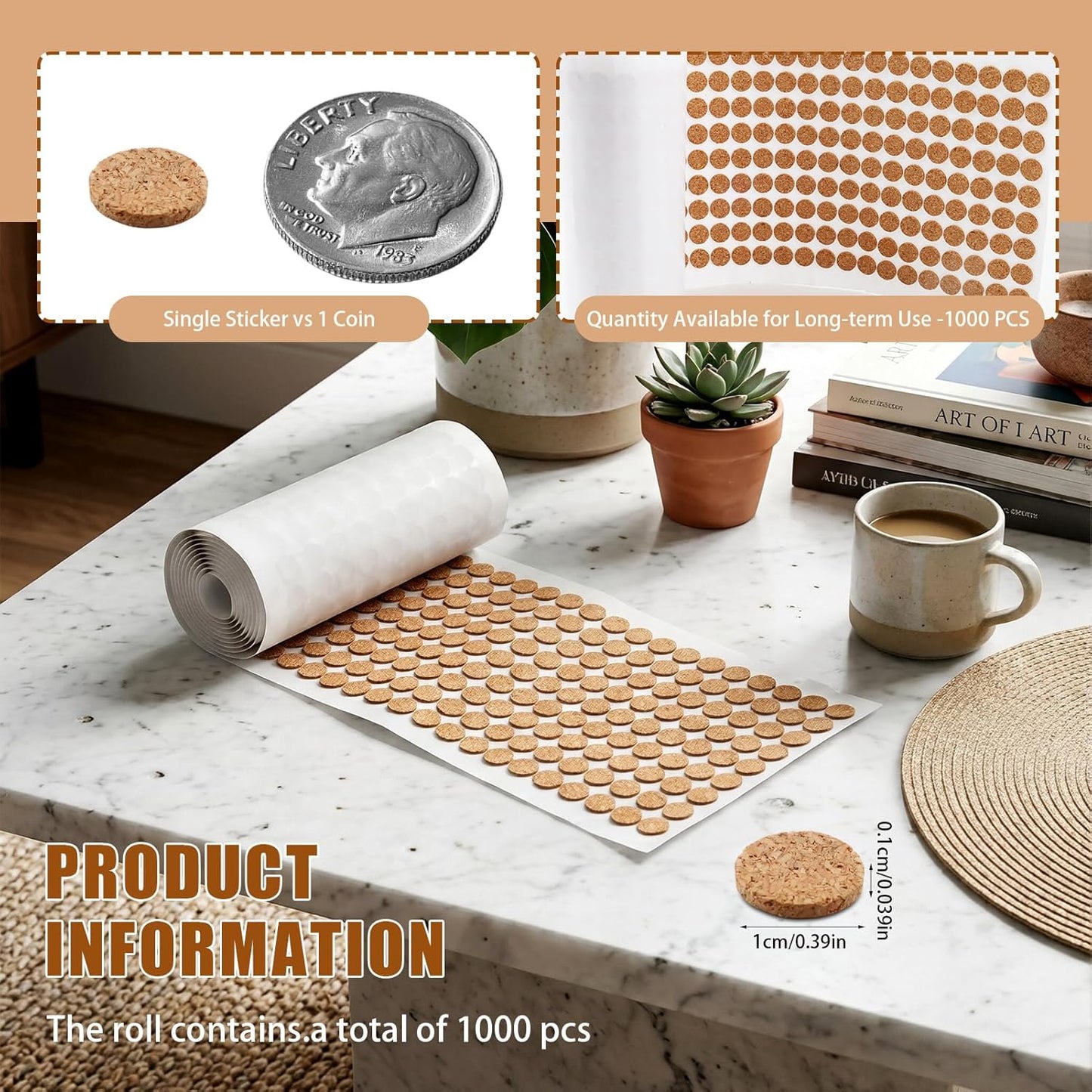 Pack 1000 Tapetes Felt Autoadhesivos Redondos para Muebles