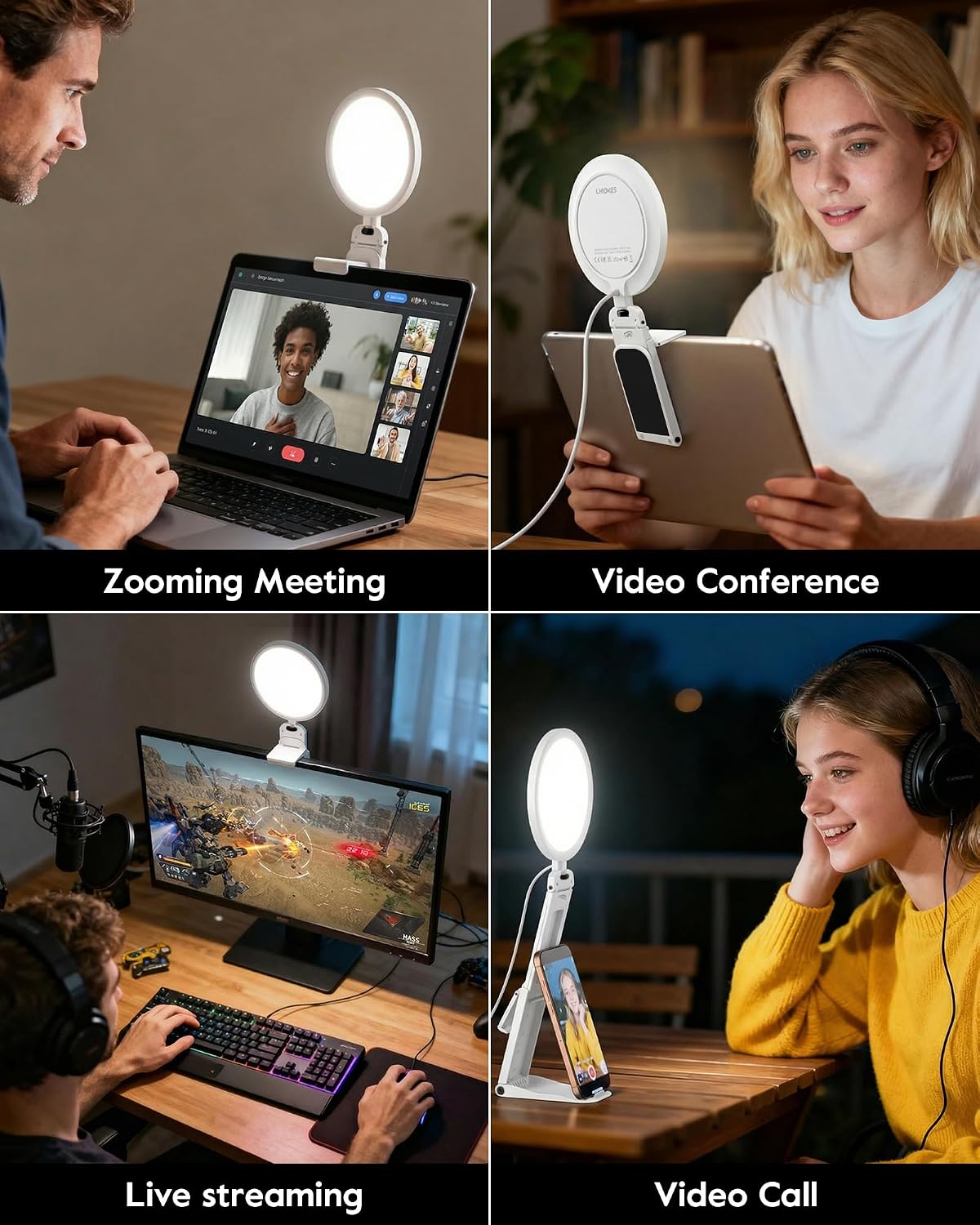 Anillo luz 5pulg para videoconferencia 50 modos selfie