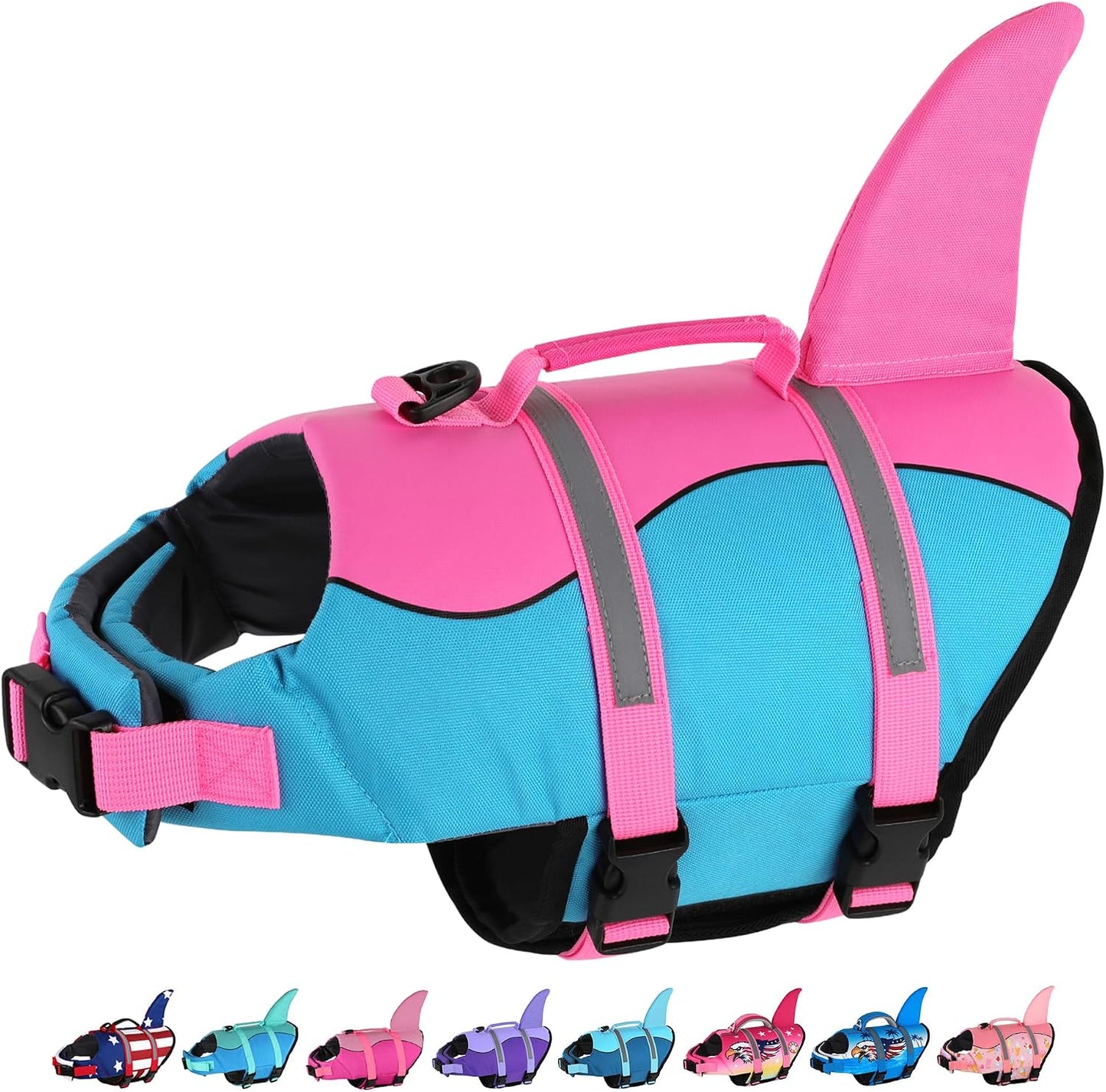 Chaleco salvavidas para perros ajustable flotante azul