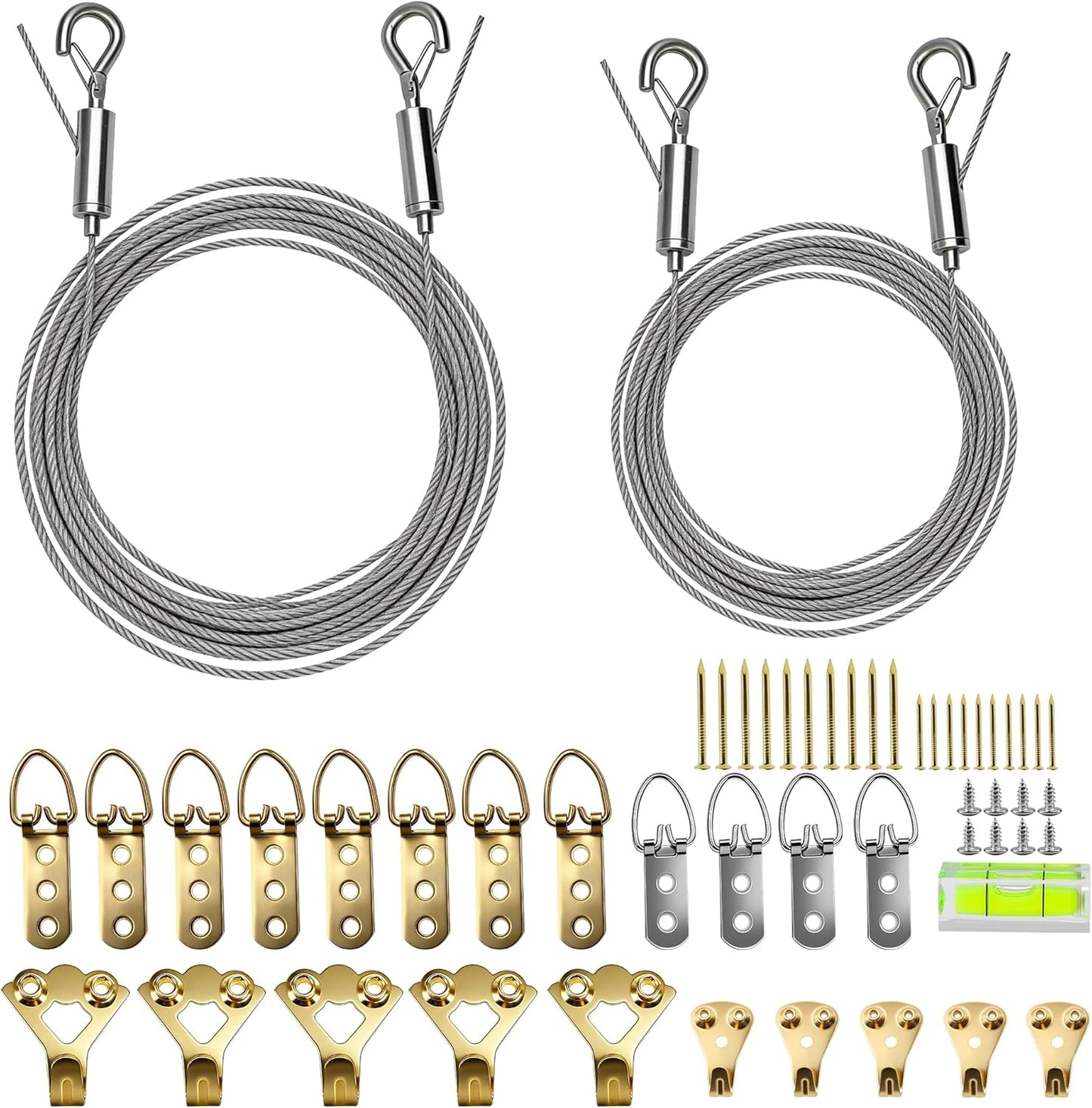 Kit alambre resistente para colgar cuadros 100lb con anillos D y ganchos