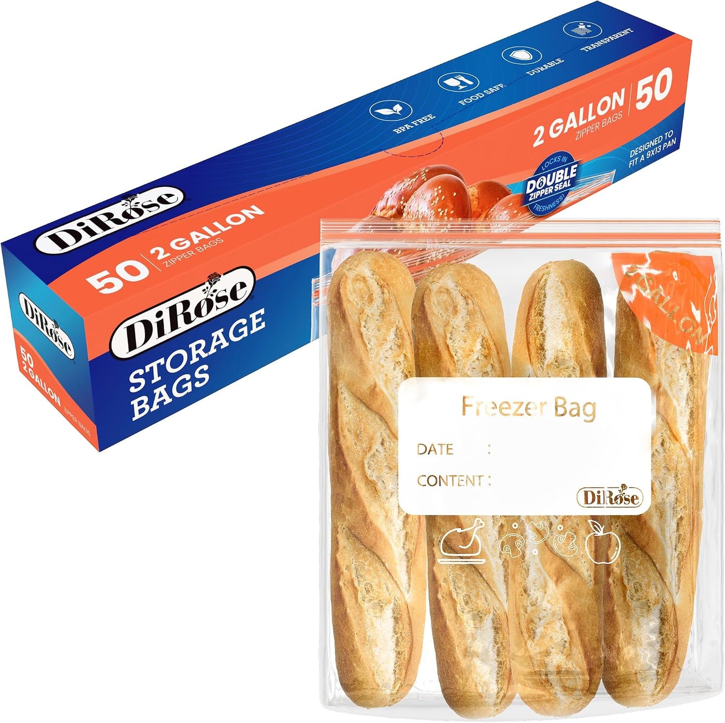 Bolsas plástico transparente 2gal doble cremallera 50uds