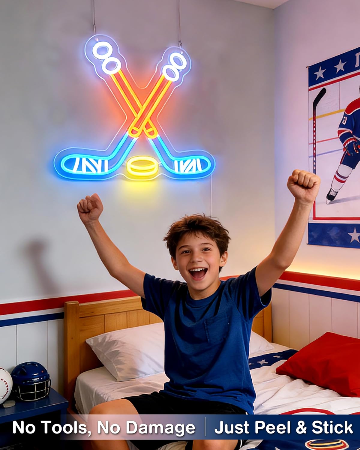 Letrero neón hockey LED para pared dormitorio