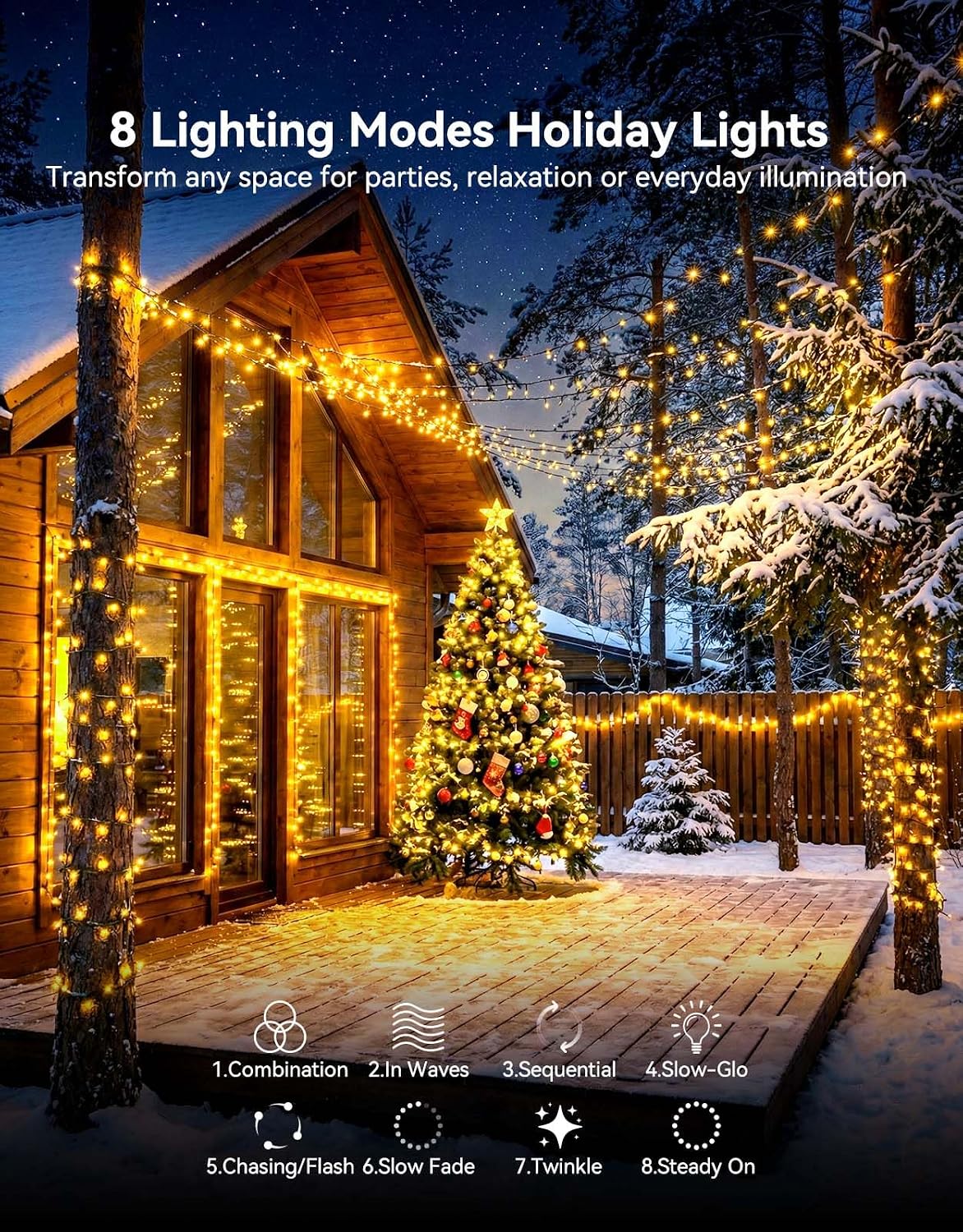 Guirnalda 500 luces LED 164ft exteriores enchufable verde
