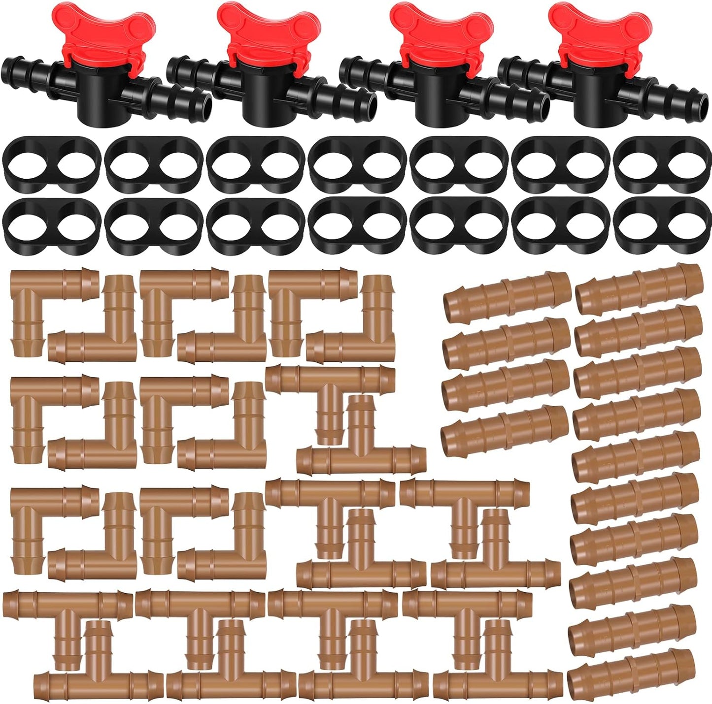 Set 60 accesorios riego goteo 1/2pulg válvulas T acoplamientos