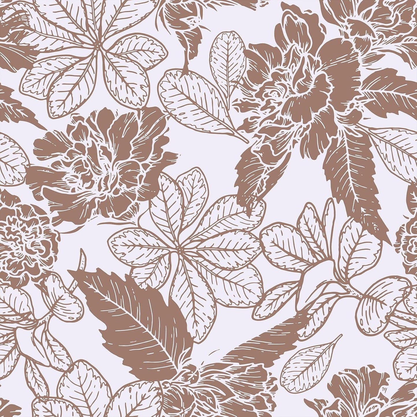 Papel tapiz floral marrón autoadhesivo 12x118pulg