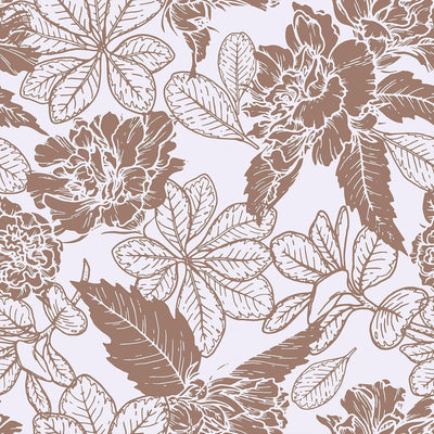 Papel tapiz floral marrón autoadhesivo 12x118pulg