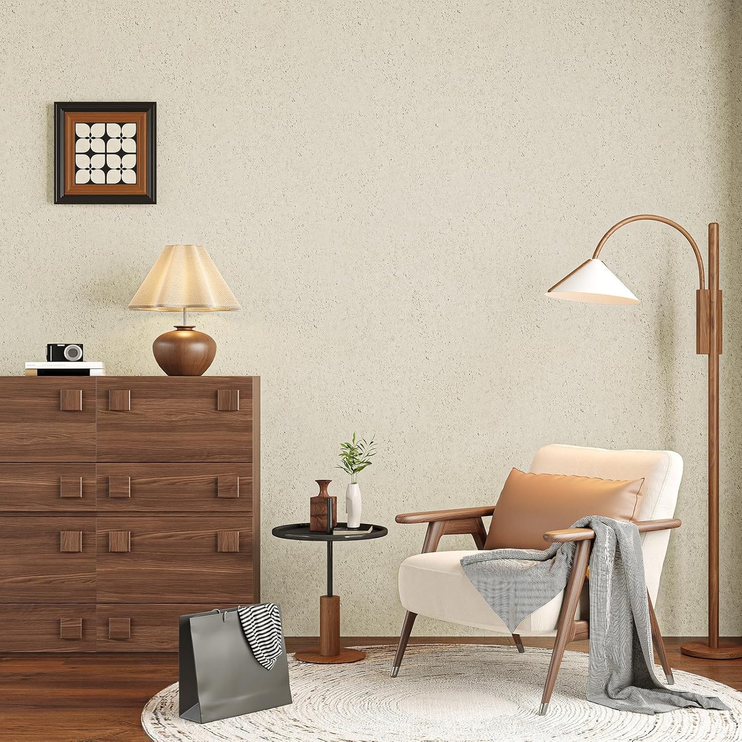 Papel tapiz hormigón beige autoadhesivo 15.7x160pulg impermeable
