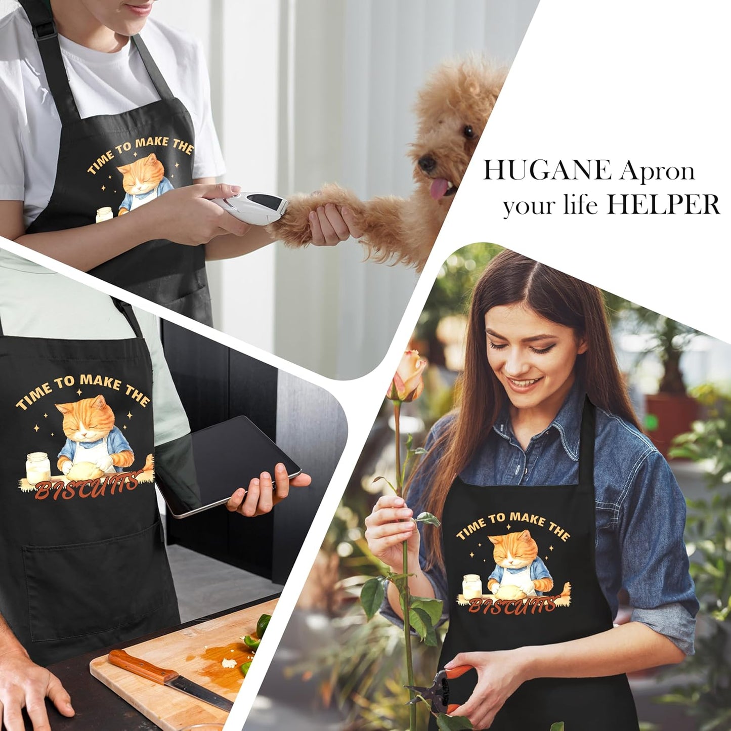 Delantal para hornear galletas de gato naranja con bolsillos