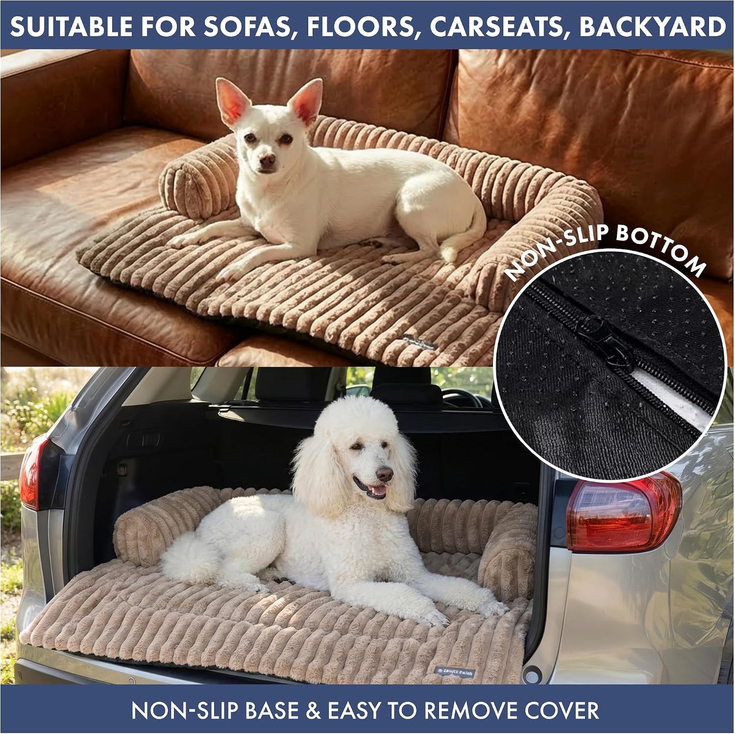 Funda sofá perro grande y pequeño color marrón lavable