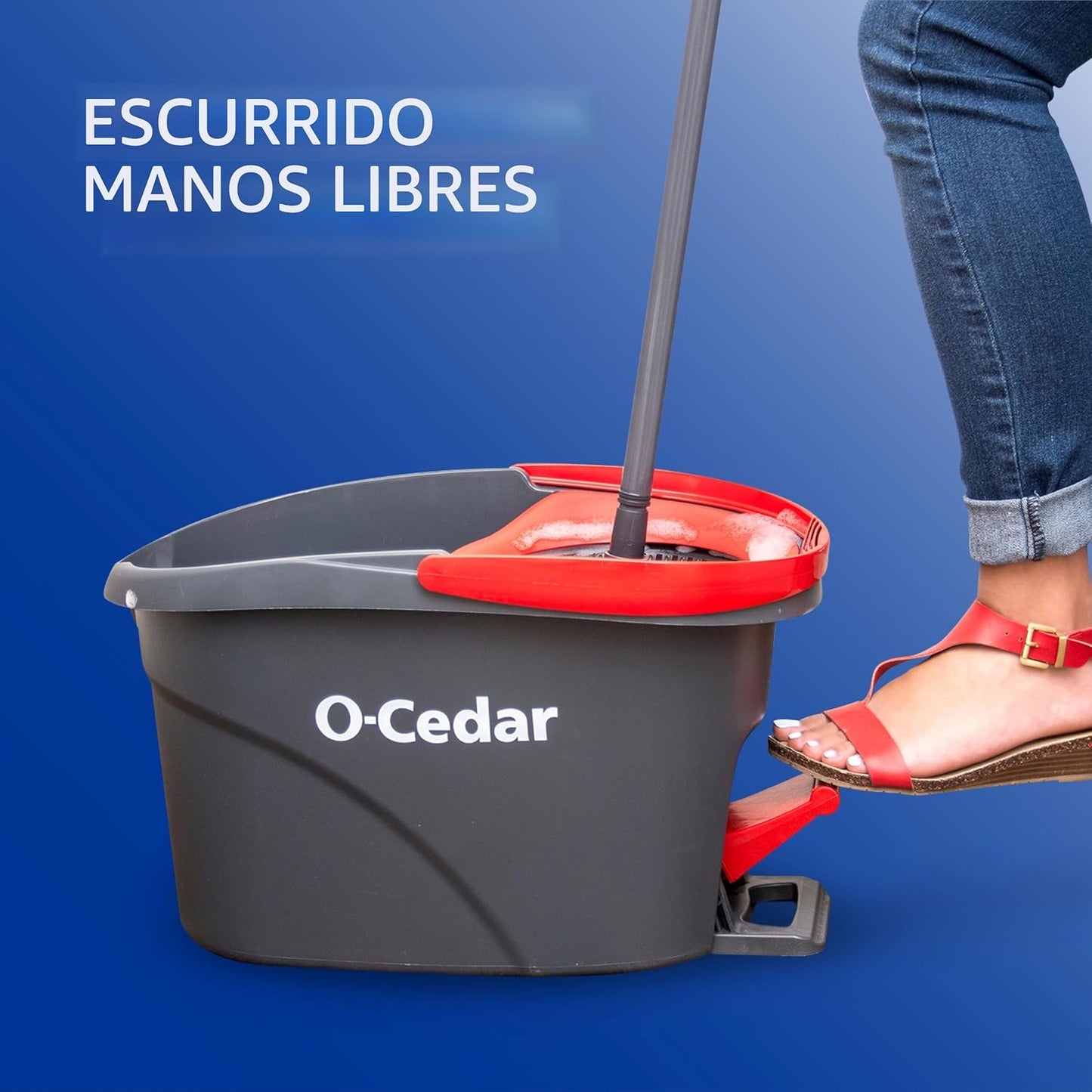 Sistema limpieza suelos balde microfibra 2 recambios rojo/gris