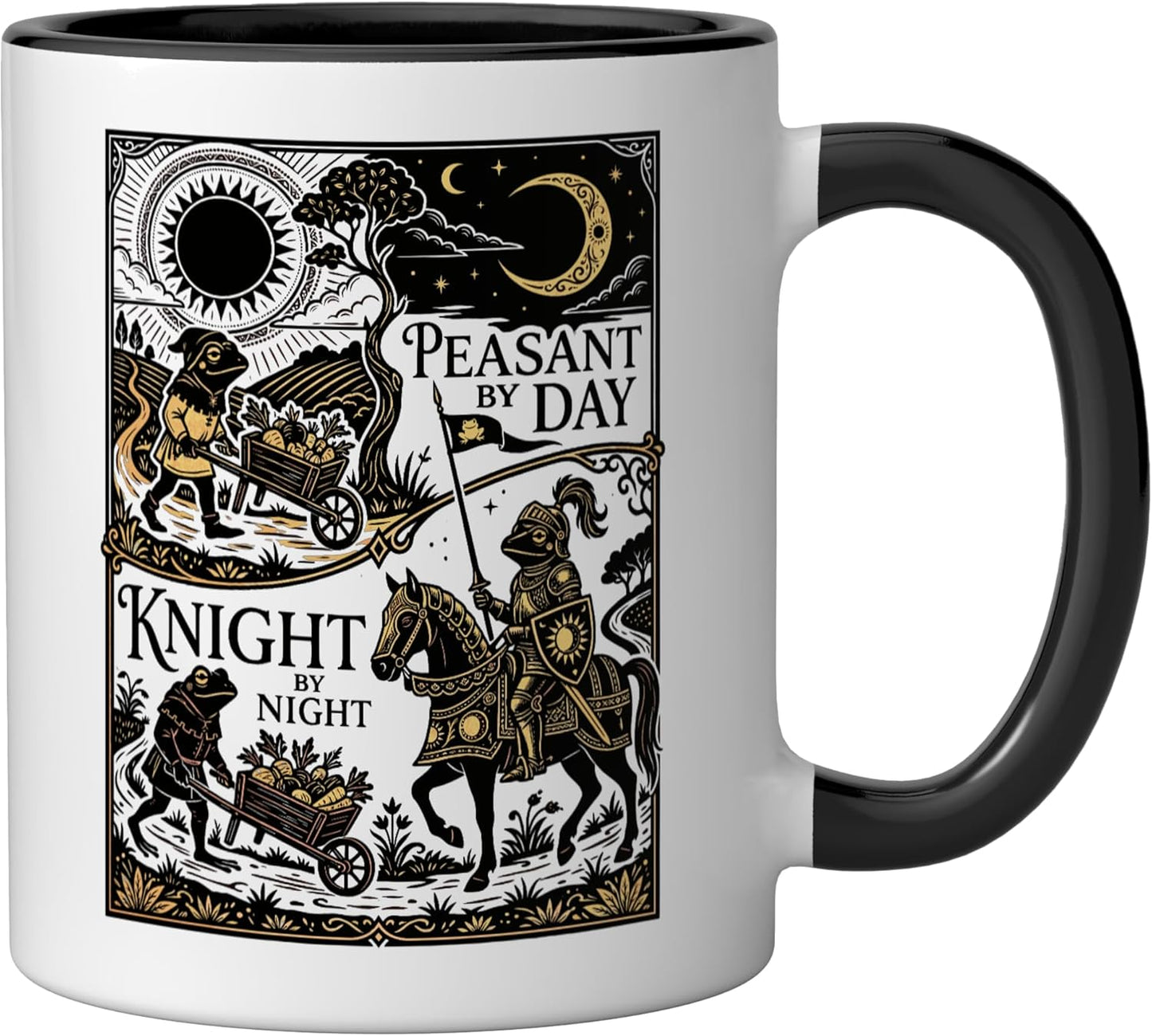 Taza Cerámica Risa Medieval Sapo Negro/Blanco