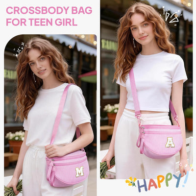 Bolsos cruzados para niñas con inicial Rosa