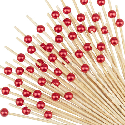 100 Palillos Cóctel Bambú Burdeos 4.7pulg