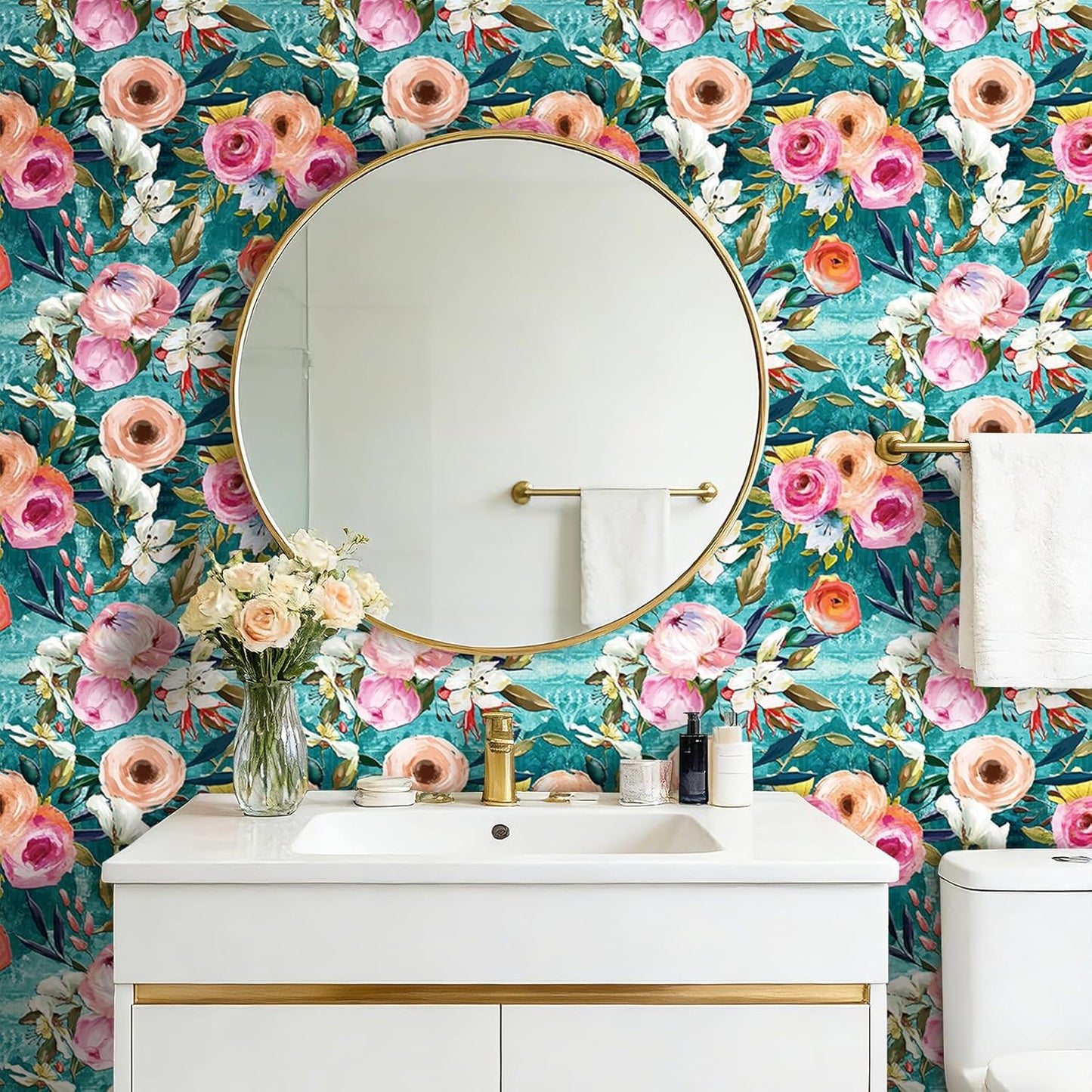 Papel tapiz floral bohemio despegable y pegable