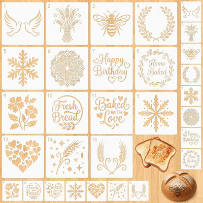 Plantillas de pan y masa madre, soporte para galletas y decoración de pasteles