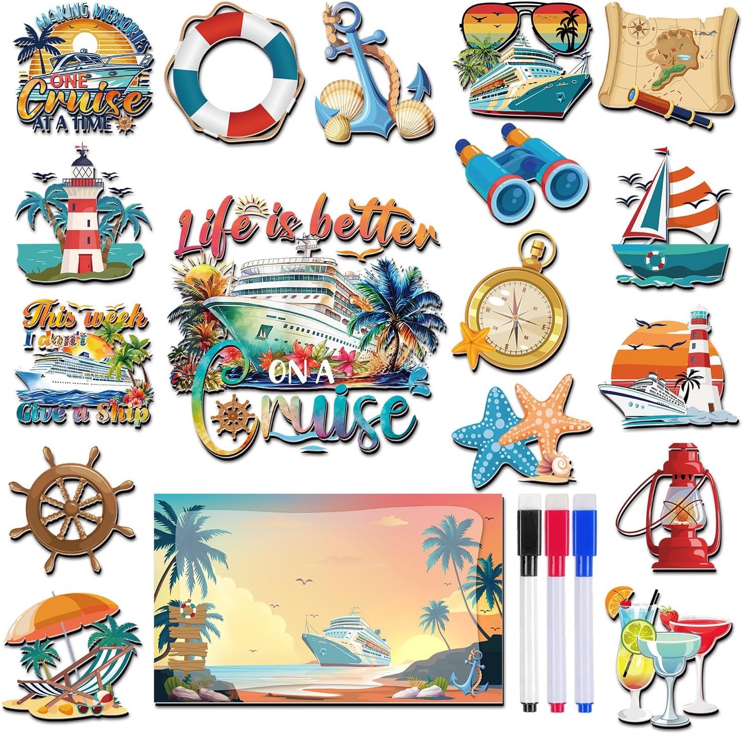 Decoración magnética para puerta de crucero náutica retro con imanes y bolígrafos