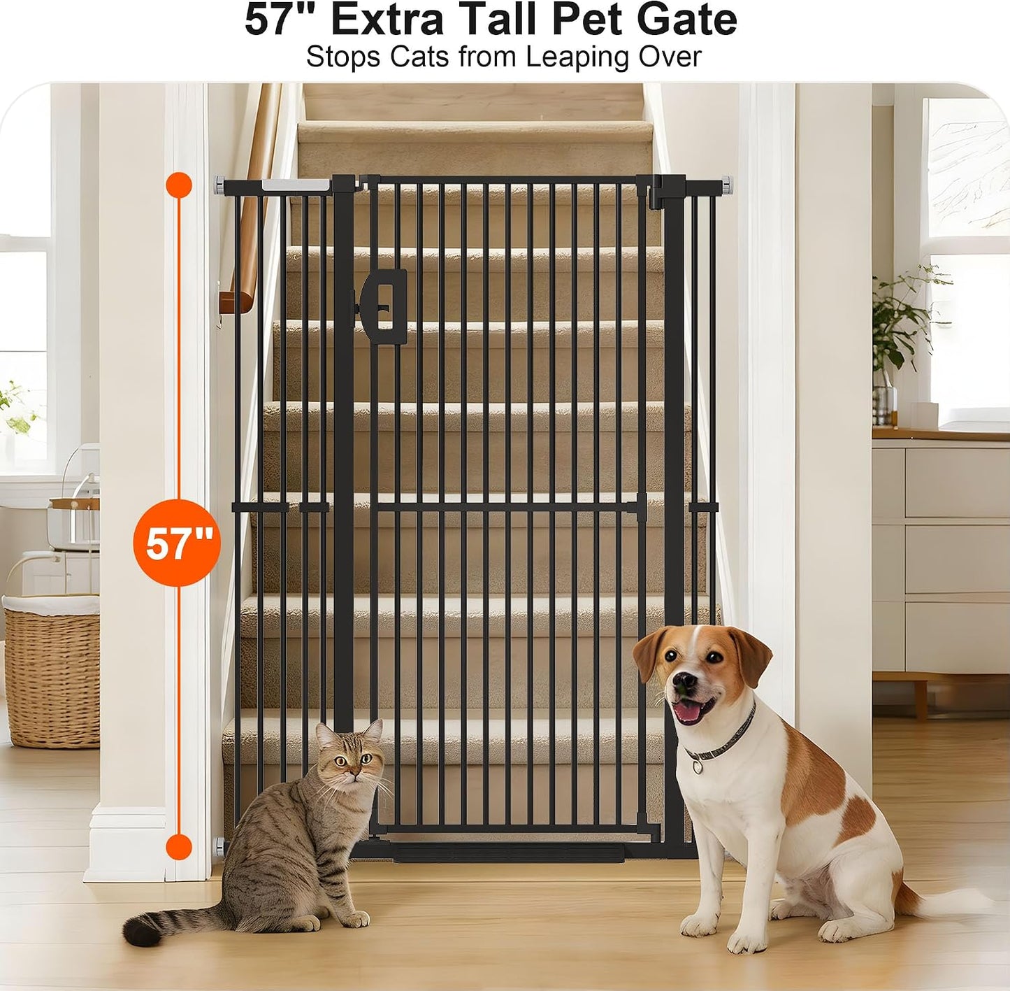 Puerta para mascotas 57pulg cierre automático sin taladrar