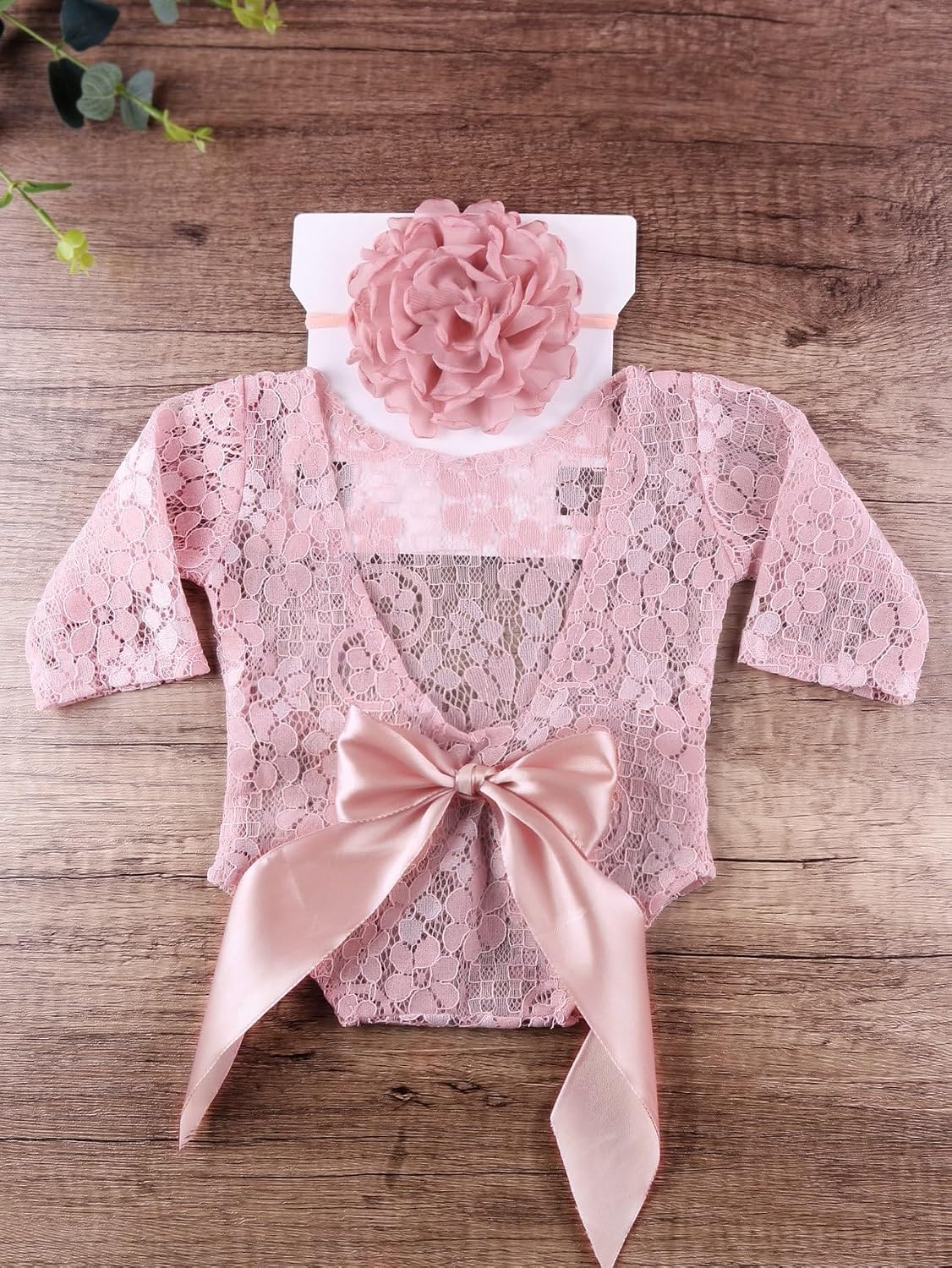 Mameluco encaje bebé niña con diadema flores rosa