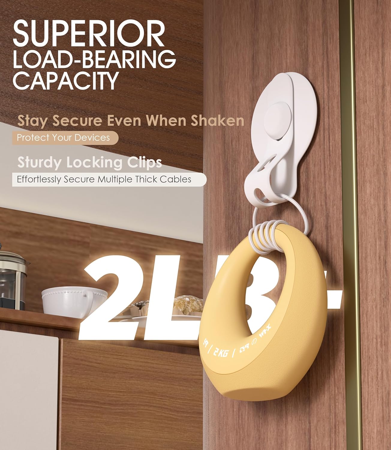 Organiz. cables silicona ajustable bajo escritorio blanco