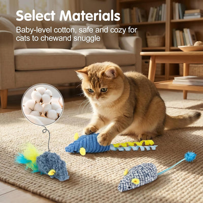 Juguetes ratón gato con hierba gatera pack 3