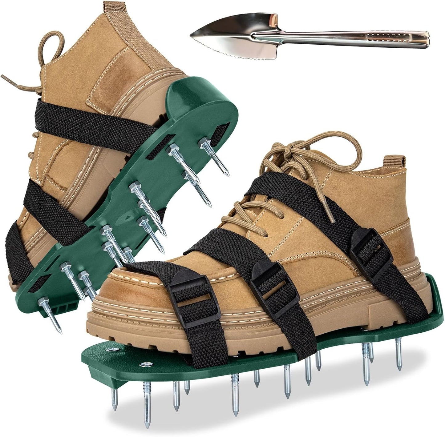 Zapatos aireador césped pala acero inox resistente universal