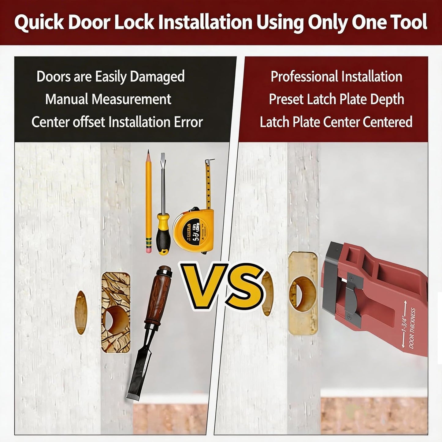 Herramienta embutir puerta Ryobi kit instalación pestillo