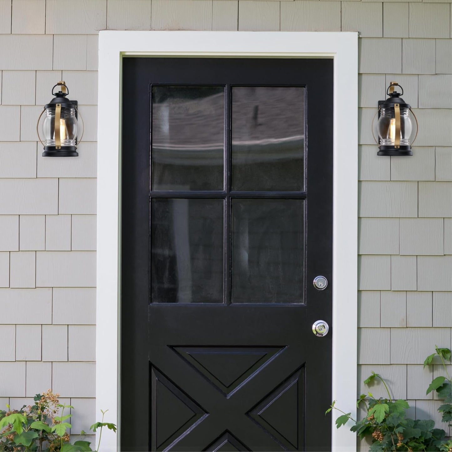 Accesorio pared exterior luz negro mate cobre lavado cristal