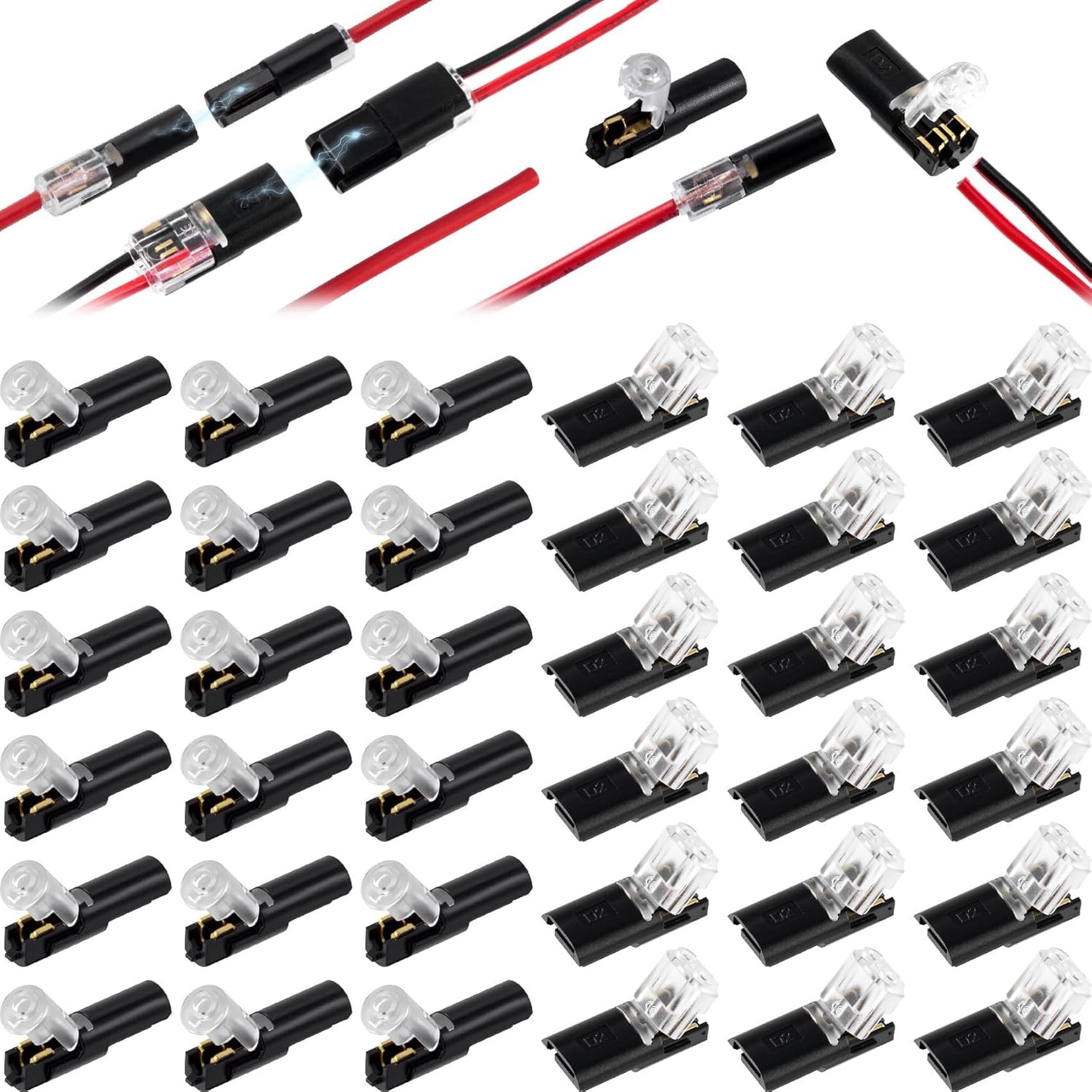 40 Conectores Rapidos Cable 2/1 Pines Bloque Terminal Tiras Led