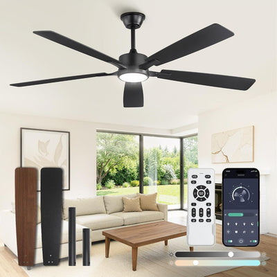 Ventilador techo 60pulg LED 20W control remoto motor CC silencioso