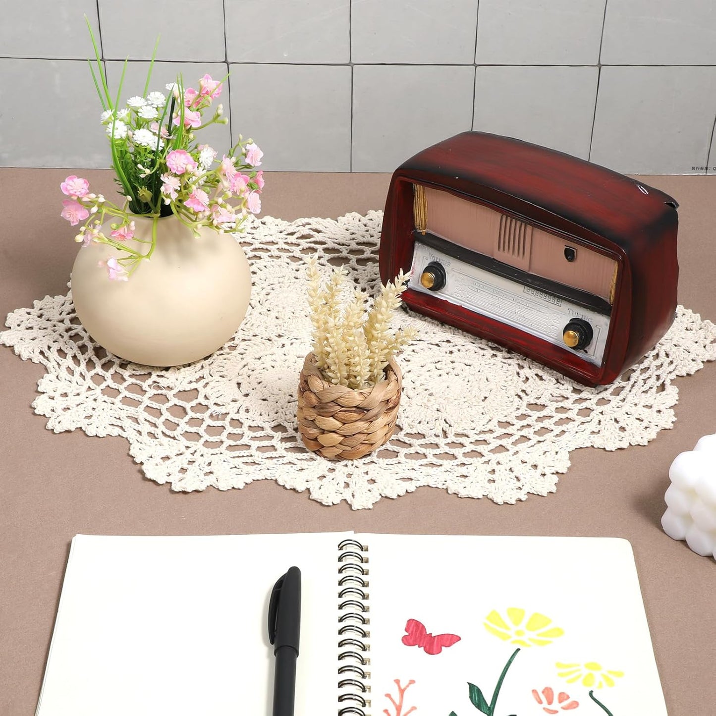 2 Pzas Fundas de Mesa Vintage Beige 12x17pulg