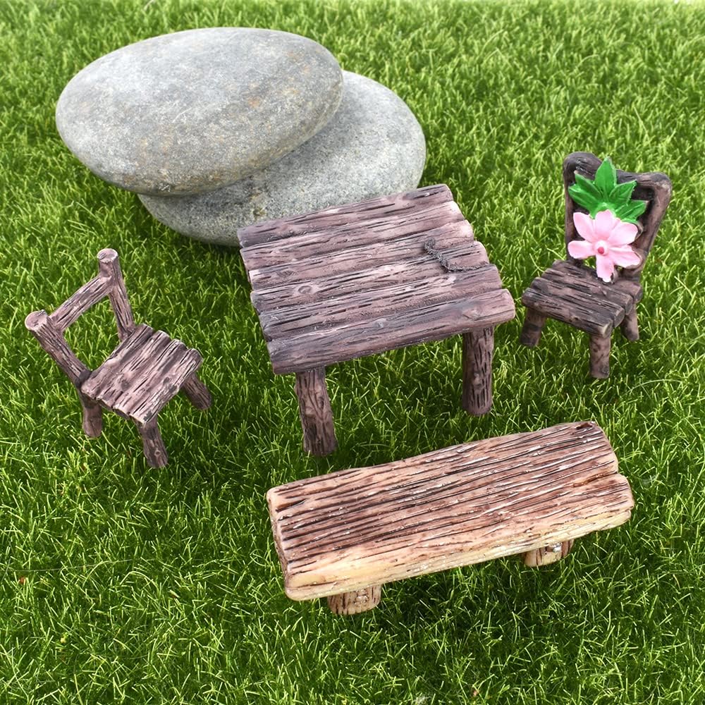 Kit muebles jardín de hadas 13 pzas mesa sillas decoración