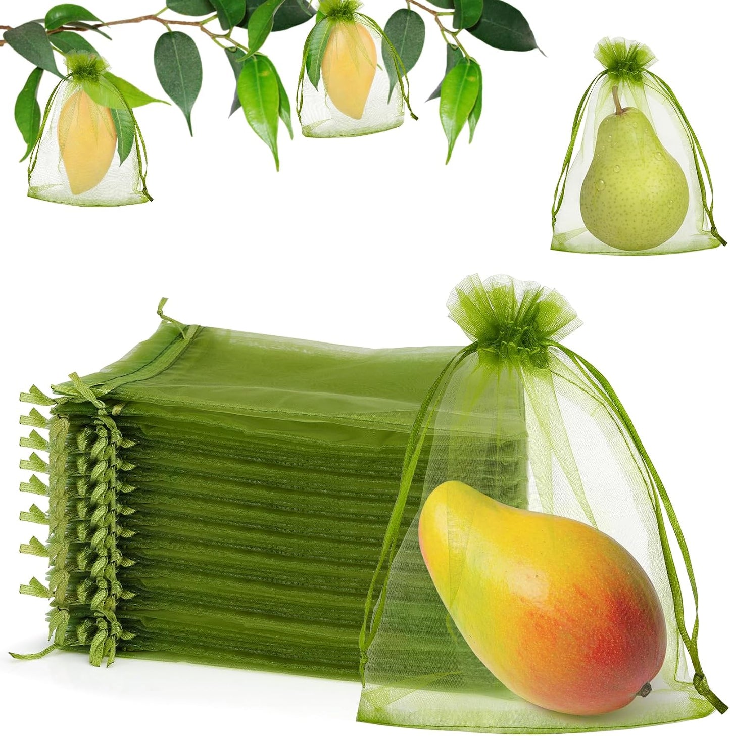 100 Bolsas Red Frutas 5x7pulg Con Cordón Reutilizables